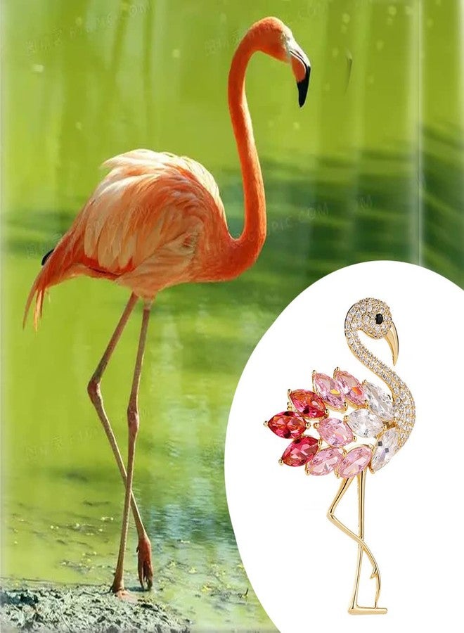 Much Hotter Flamingos Wild Animal Brooch Lapel Pin Women's Rhinestone Crystal Graceful Enamel Bird Brooch Brooch Pin for Women Girls Fashion Dress Hat Bag Suit Tie Wedding Accessories Jewelry Gift for Women Girls - Image 3